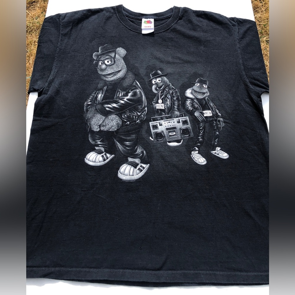 Fruit of the Loom Black Graphic Tee with Three Muppet-Style Characters